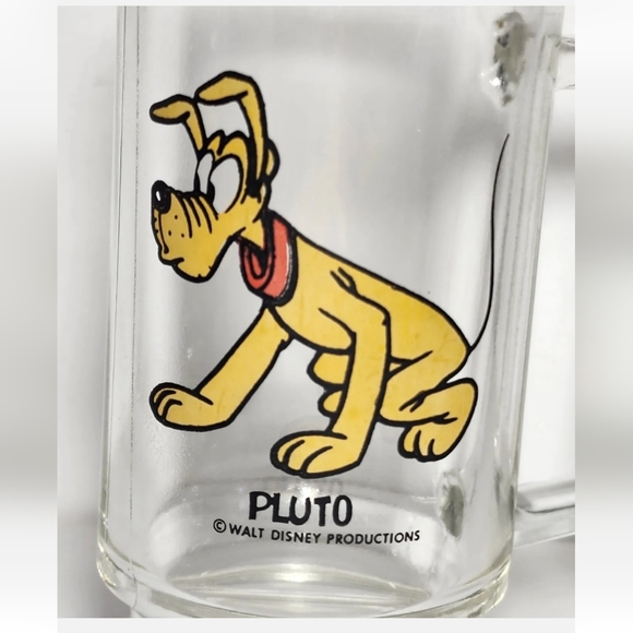 Vintage PLUTO Dog Walt Disney Productions Glass Mug 12 Ounce w Handle EUC Mickey - Picture 3 of 6